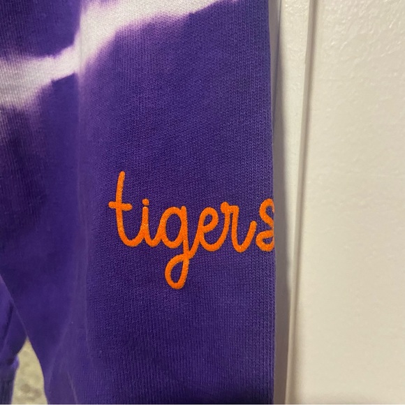 Women's Small Purple Clemson University Tigers Tie Dyed Crewneck Sweatshirt - Picture 3 of 5